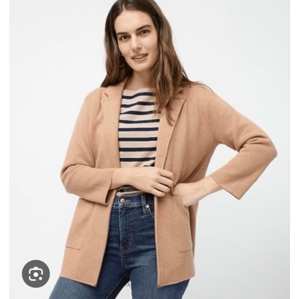 NWT J. Crew Sophie open-front knit sweater blazer Size M tan caramel neutral